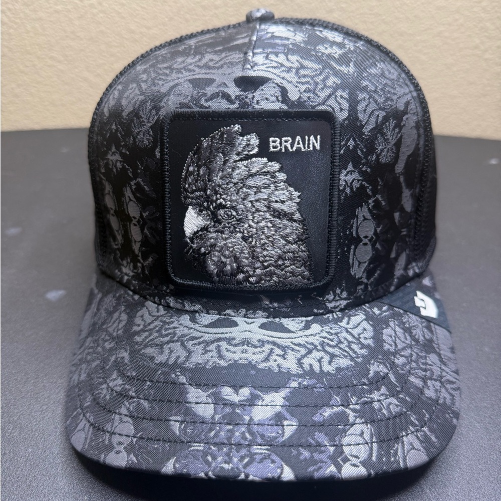 Goorin Bros Brain Black Cockatoo Trucker Hat Skull Print Snapback Cap